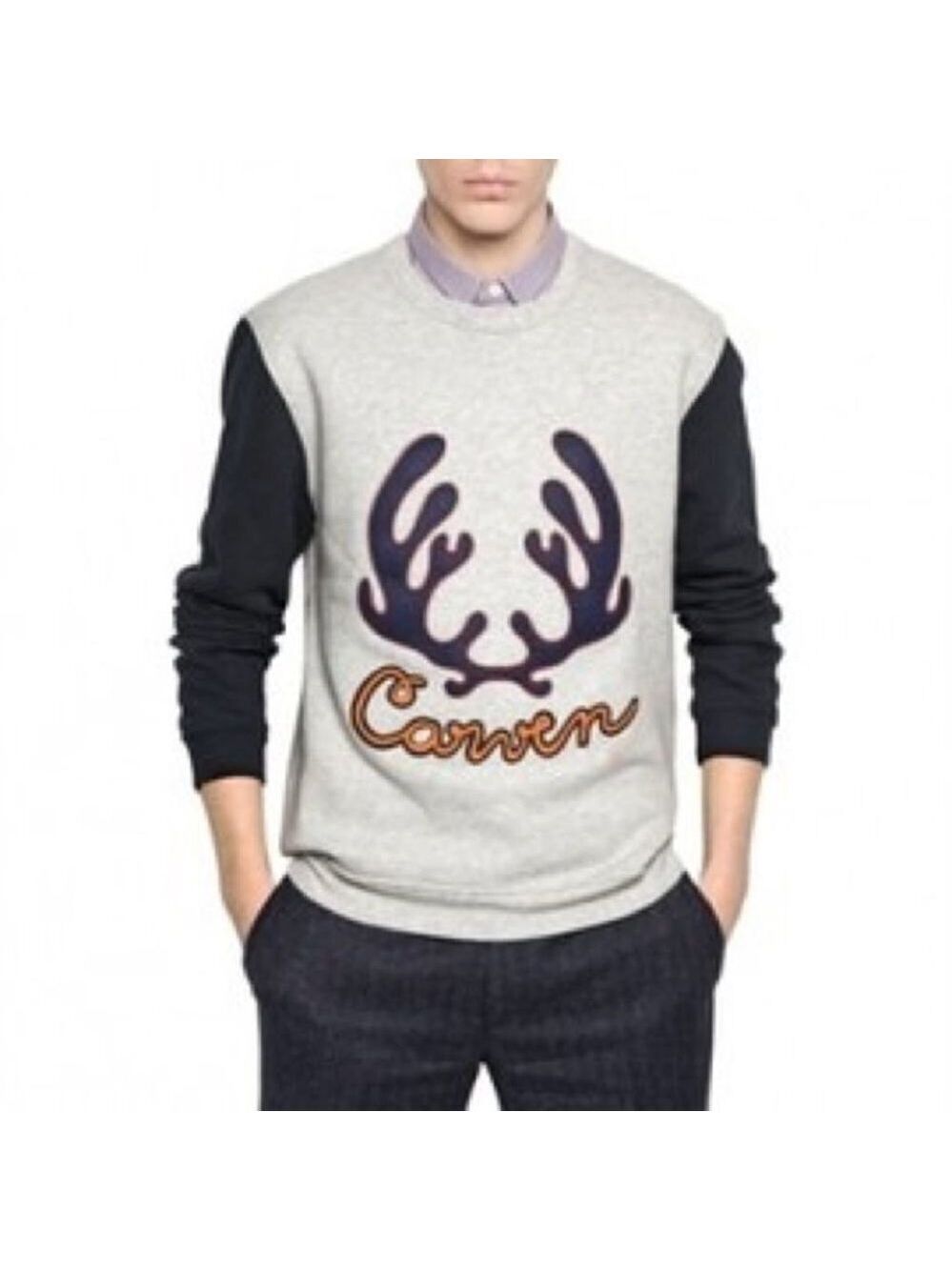 Carven Paris Antler Colourblock Slim Fit Sweatshirt Size XL